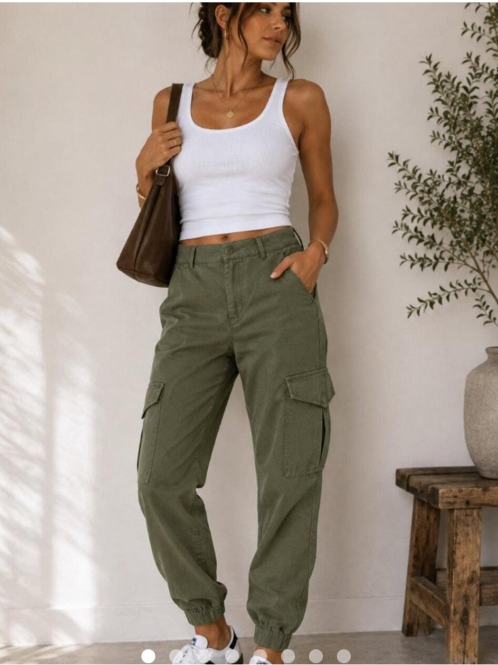 Zara Olive Green Cargo Joggers for Women